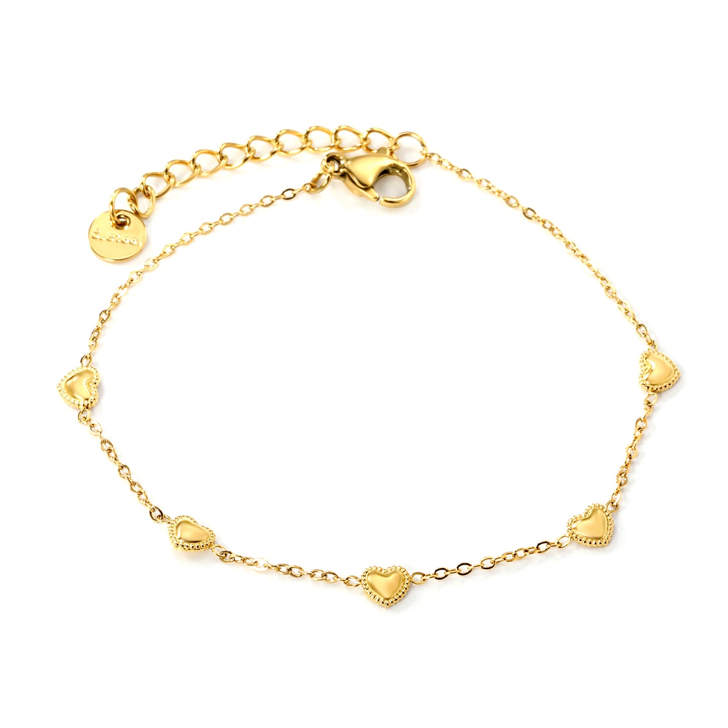 PULSERA 5 MINI CORAZONES DORADOS