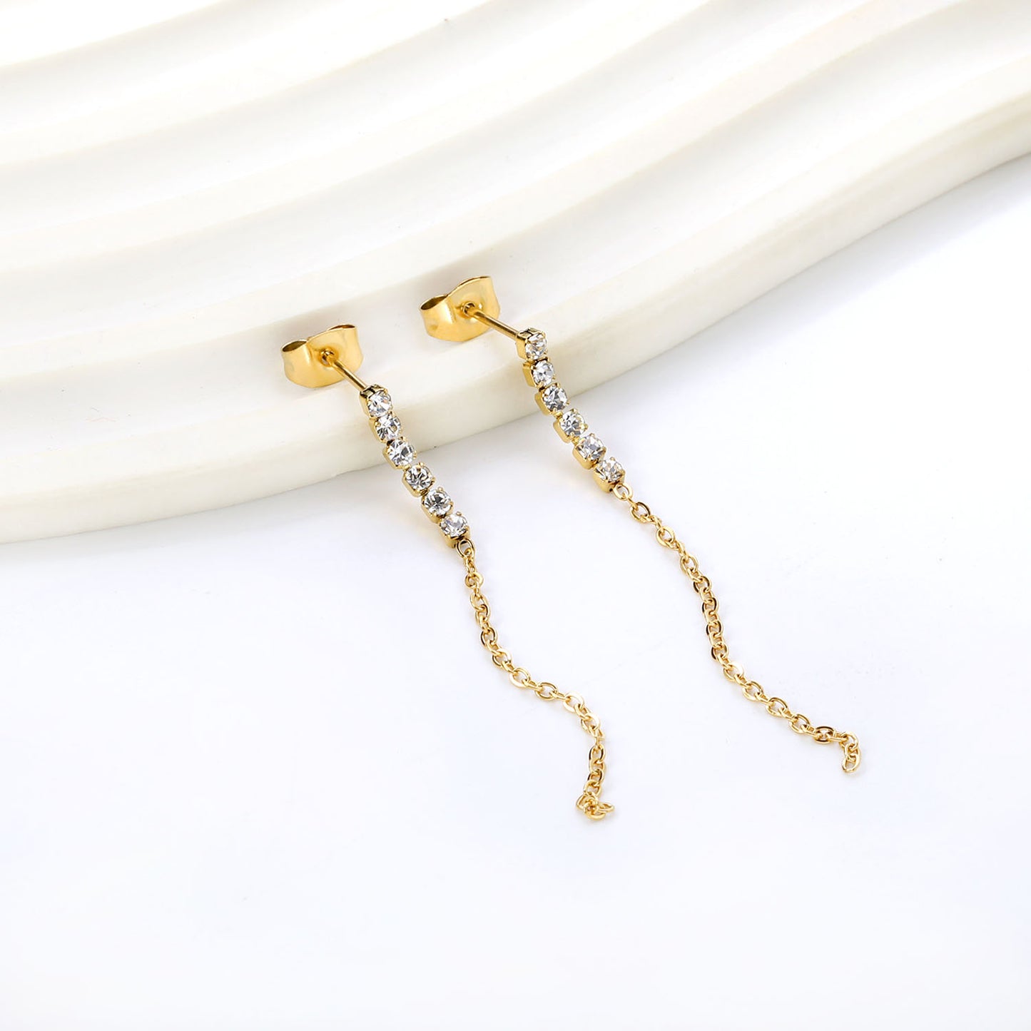 ARETE LINEA LARGA ZIRCONIA CADENA