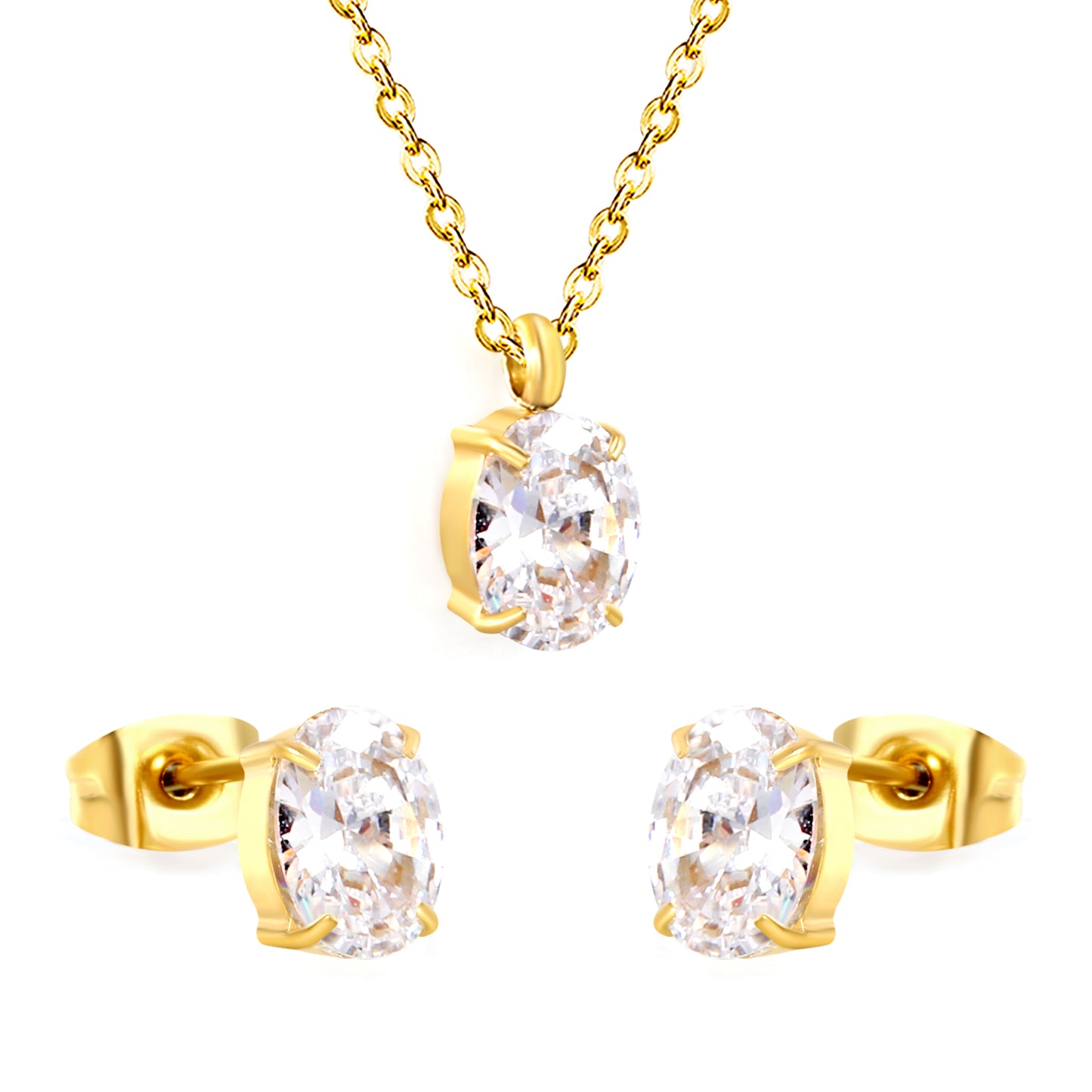 ARETE OVALO ZIRCONIA DORADO