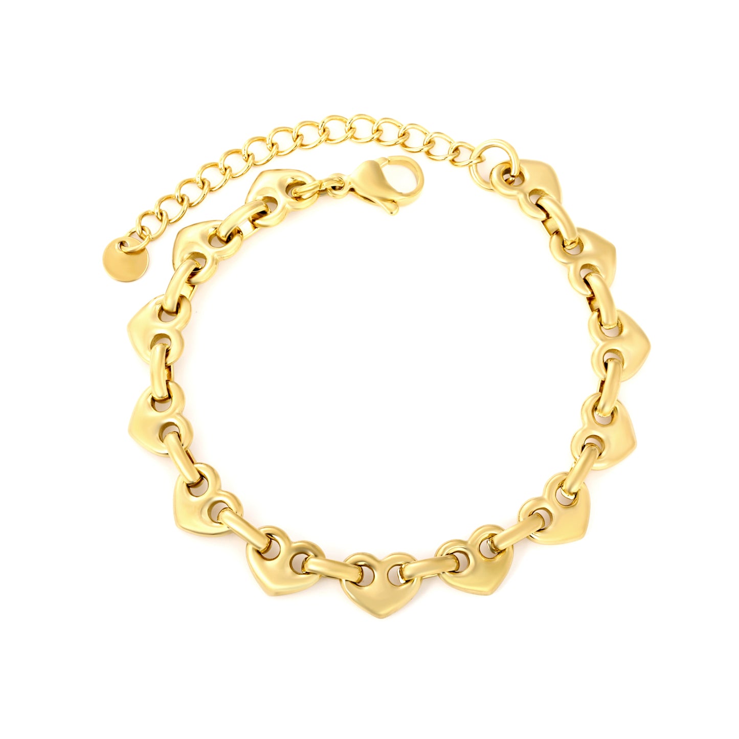 PULSERA ESLABON CORAZON DORADA