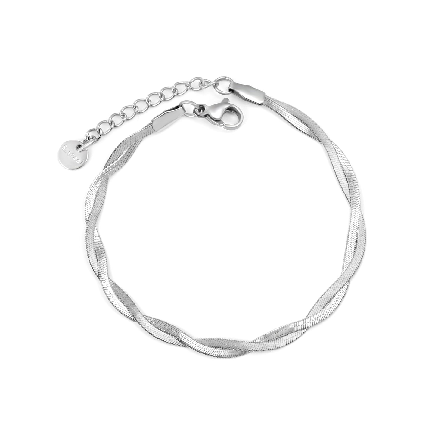 PULSERA PLANCHADA TRENZADA PLATEADA