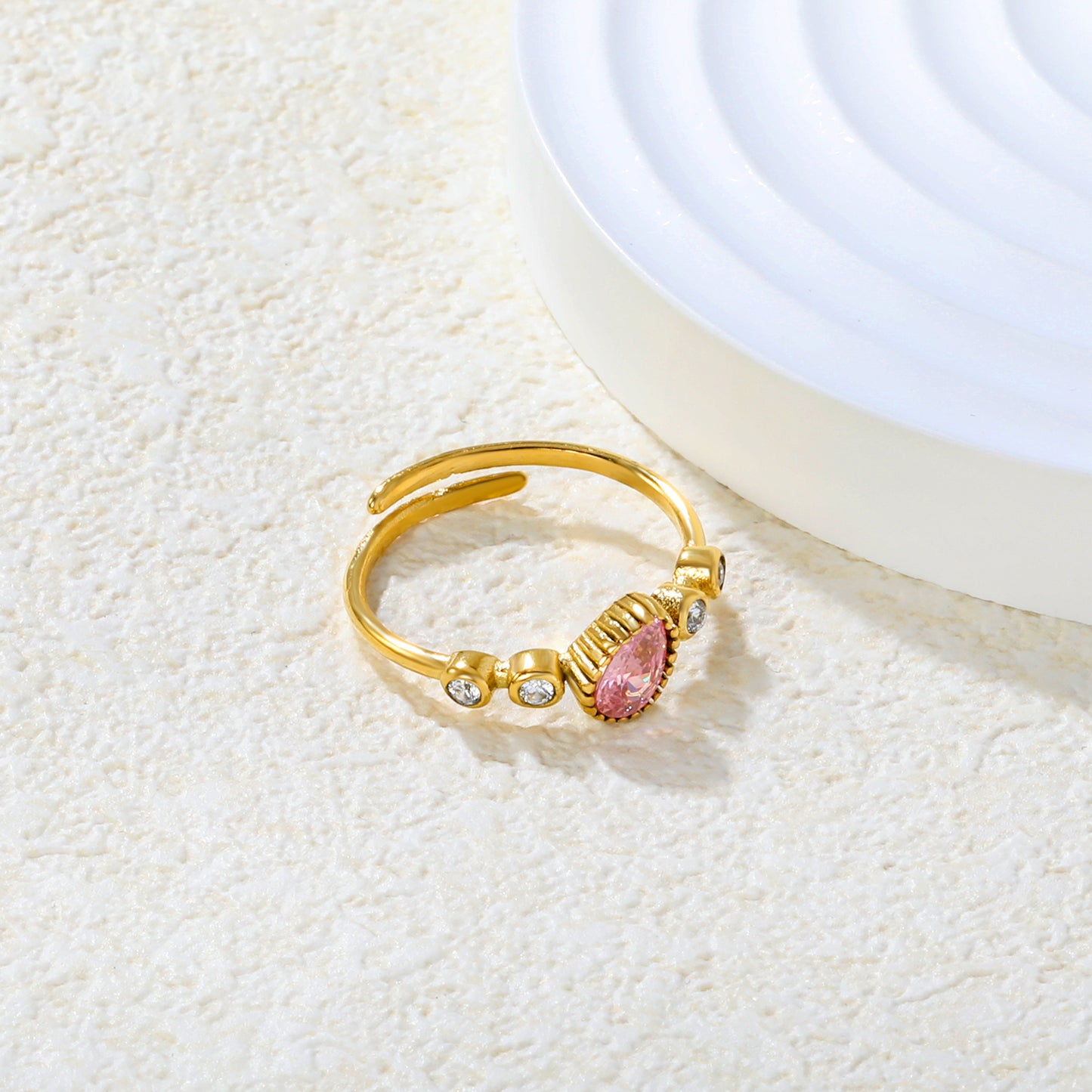 ANILLO ZIRCONIA GOTA ROSA #7