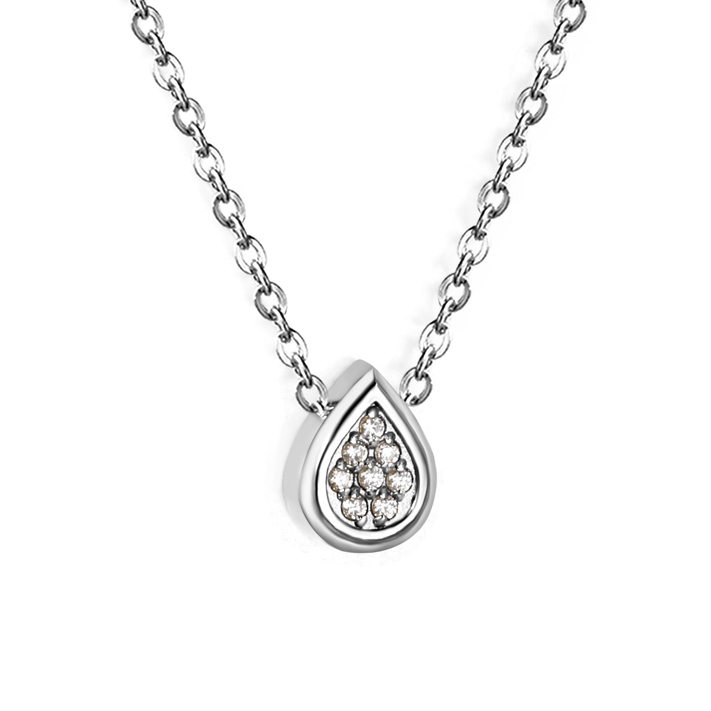 COLLAR DIJE MINI GOTA CON ZIRCONIAS PLATEADO