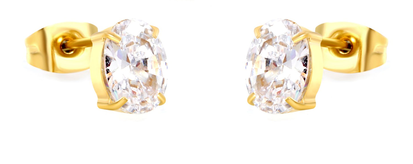 ARETE OVALO ZIRCONIA DORADO