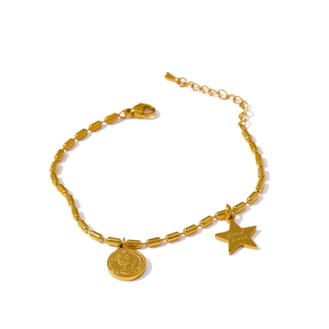 Pulsera moneda y estrella