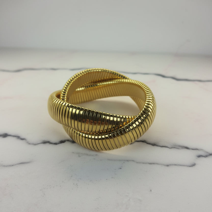 BRAZALETE ELASTICO TRIPLE DORADO