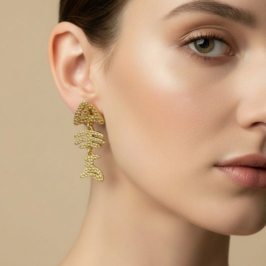ARETES ESQUELETO PEZ COLGANTE