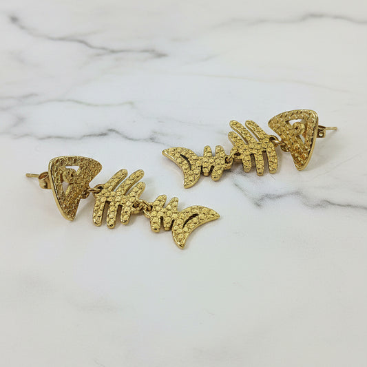 ARETES ESQUELETO PEZ COLGANTE