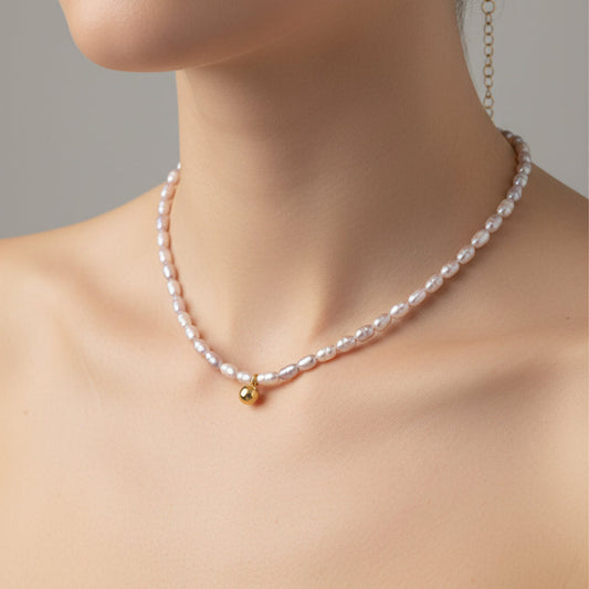 COLLAR PERLA ROSADAS Y LILA