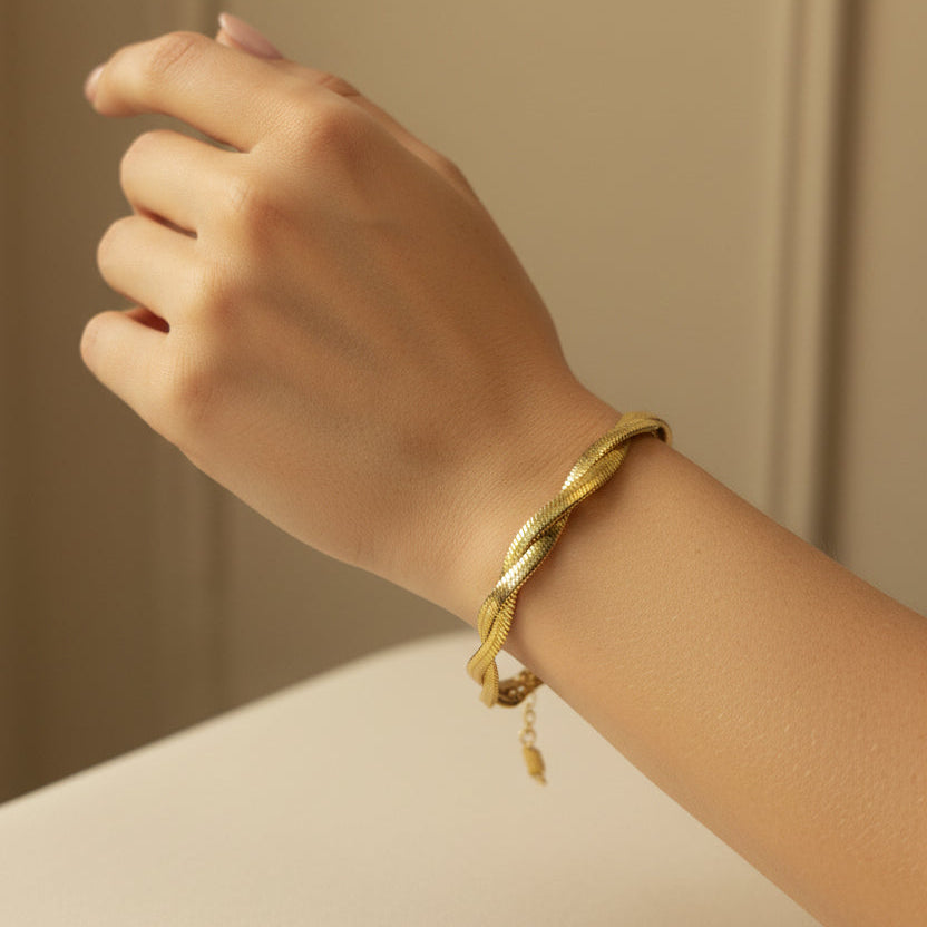 PULSERA PLANCHADA DOBLE DORADA