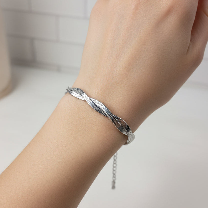 PULSERA PLANCHADA DOBLE PLATEADA