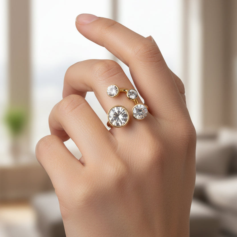 ANILLO AJUSTABLE 3 ZC CIRCULO BLANCAS