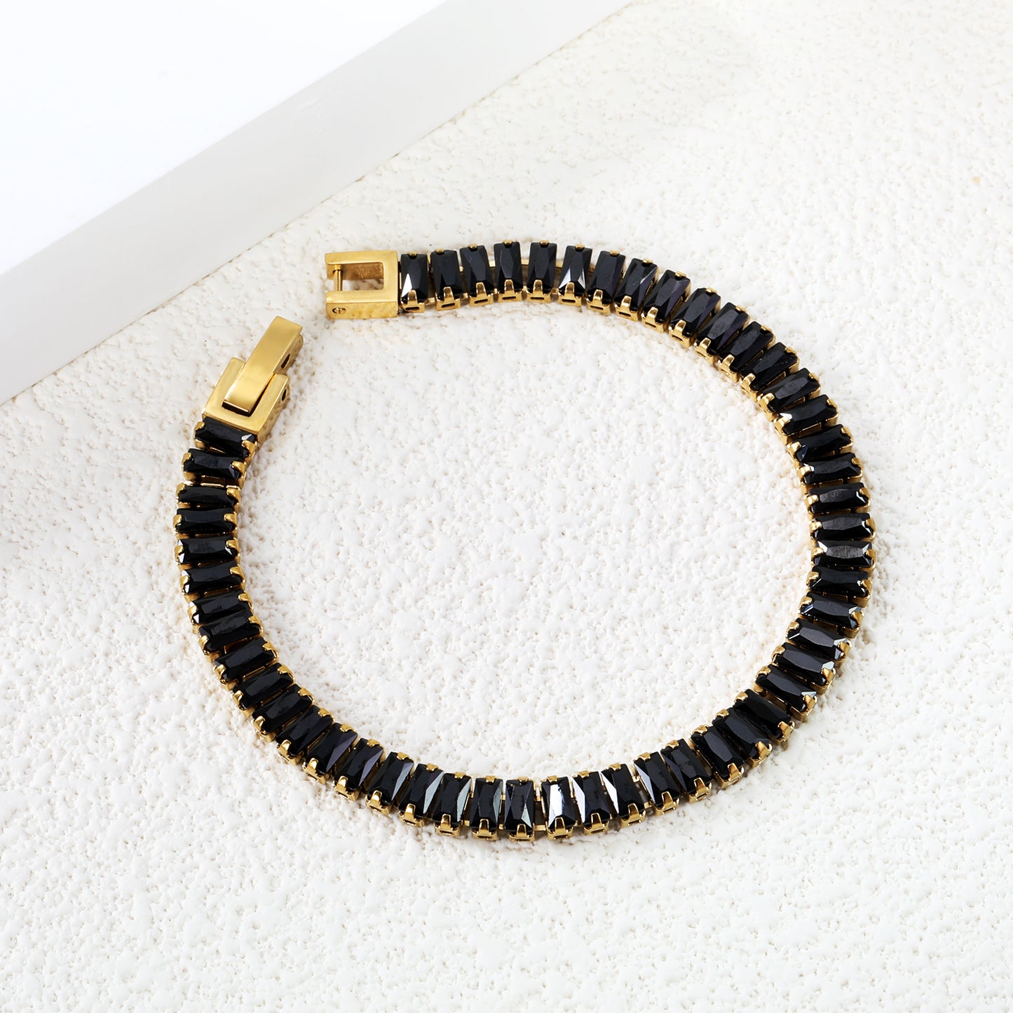 PULSERA BAGUETTES NEGRA 18CM