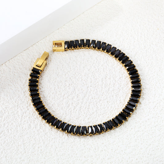PULSERA BAGUETTES NEGRA 18CM