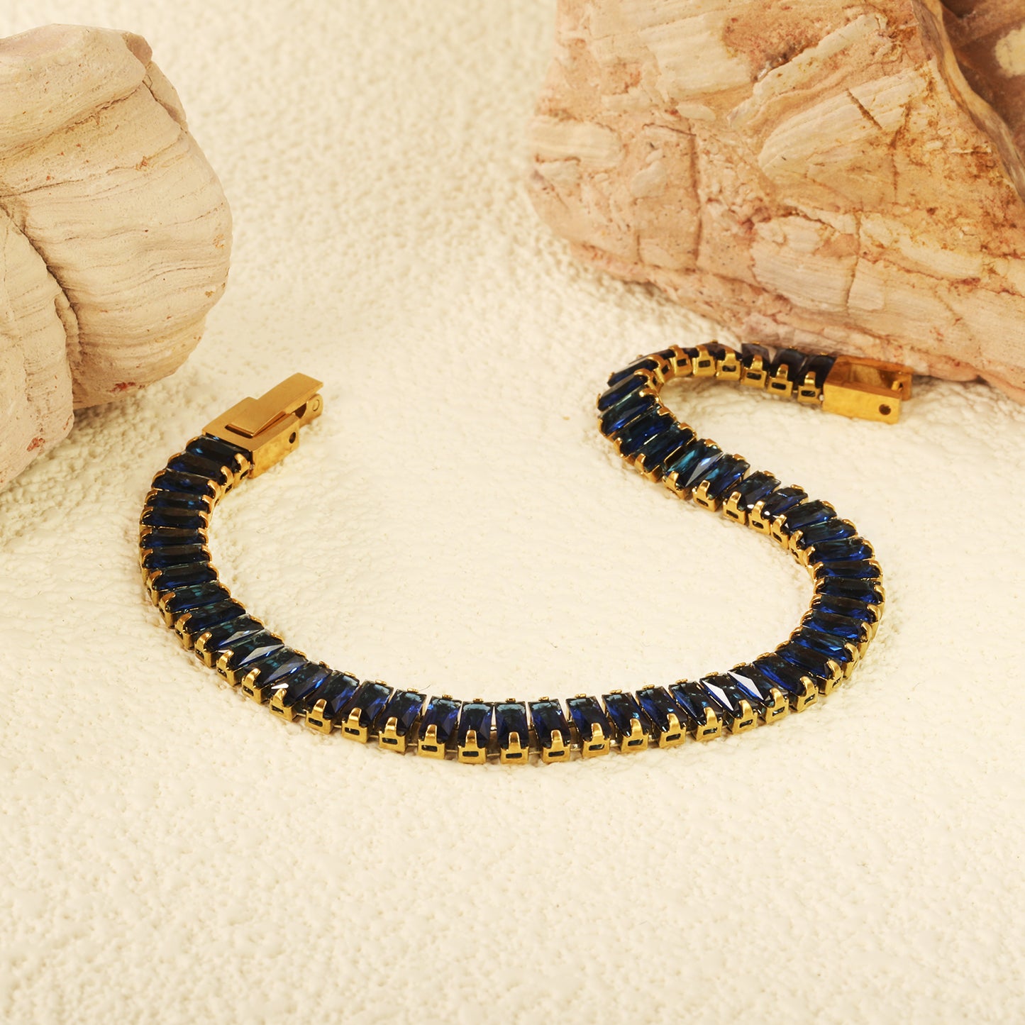 PULSERA BAGUETTES NEGRA 18CM