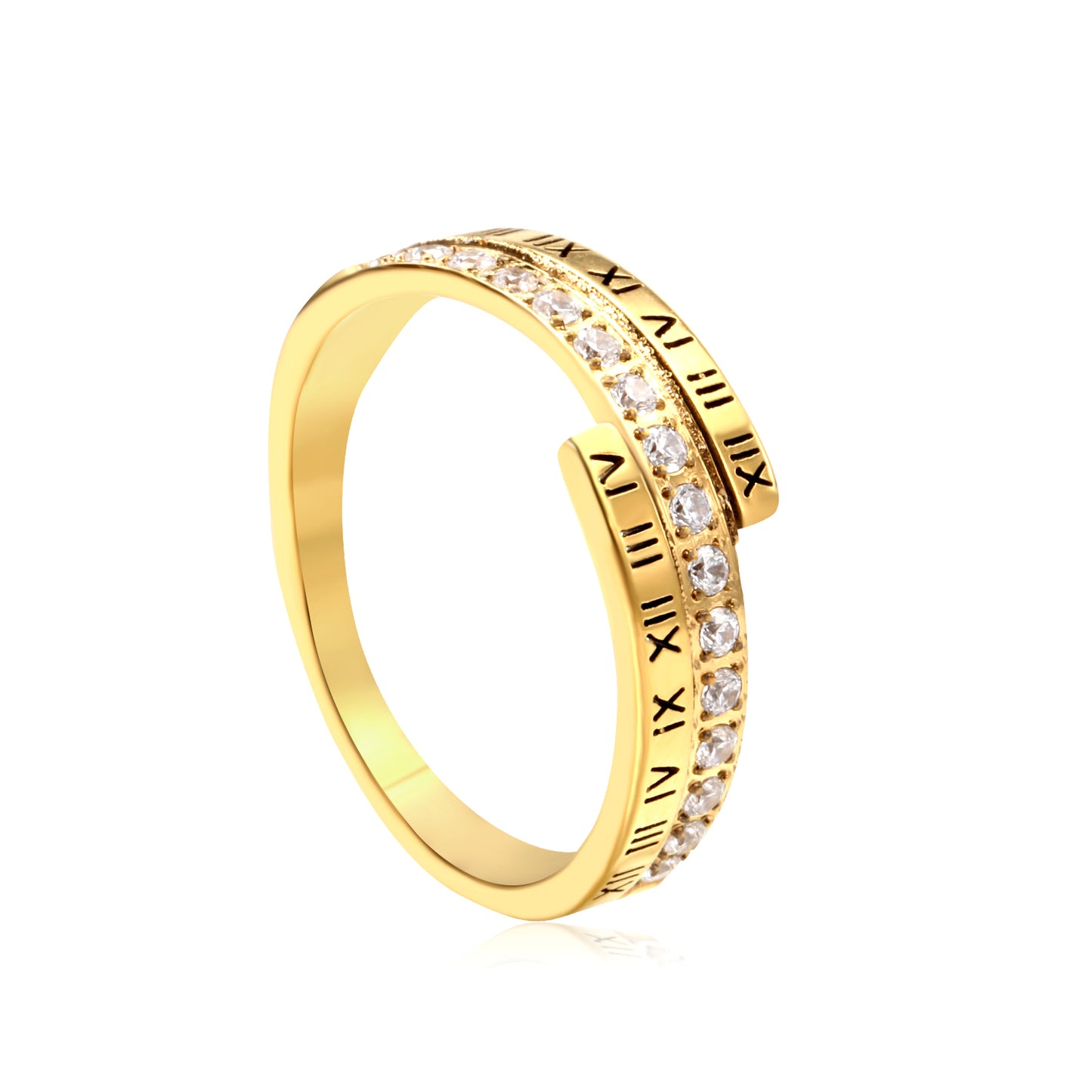 ANILLO ZIRCONIA Y NUMEROS ROMANOS T8