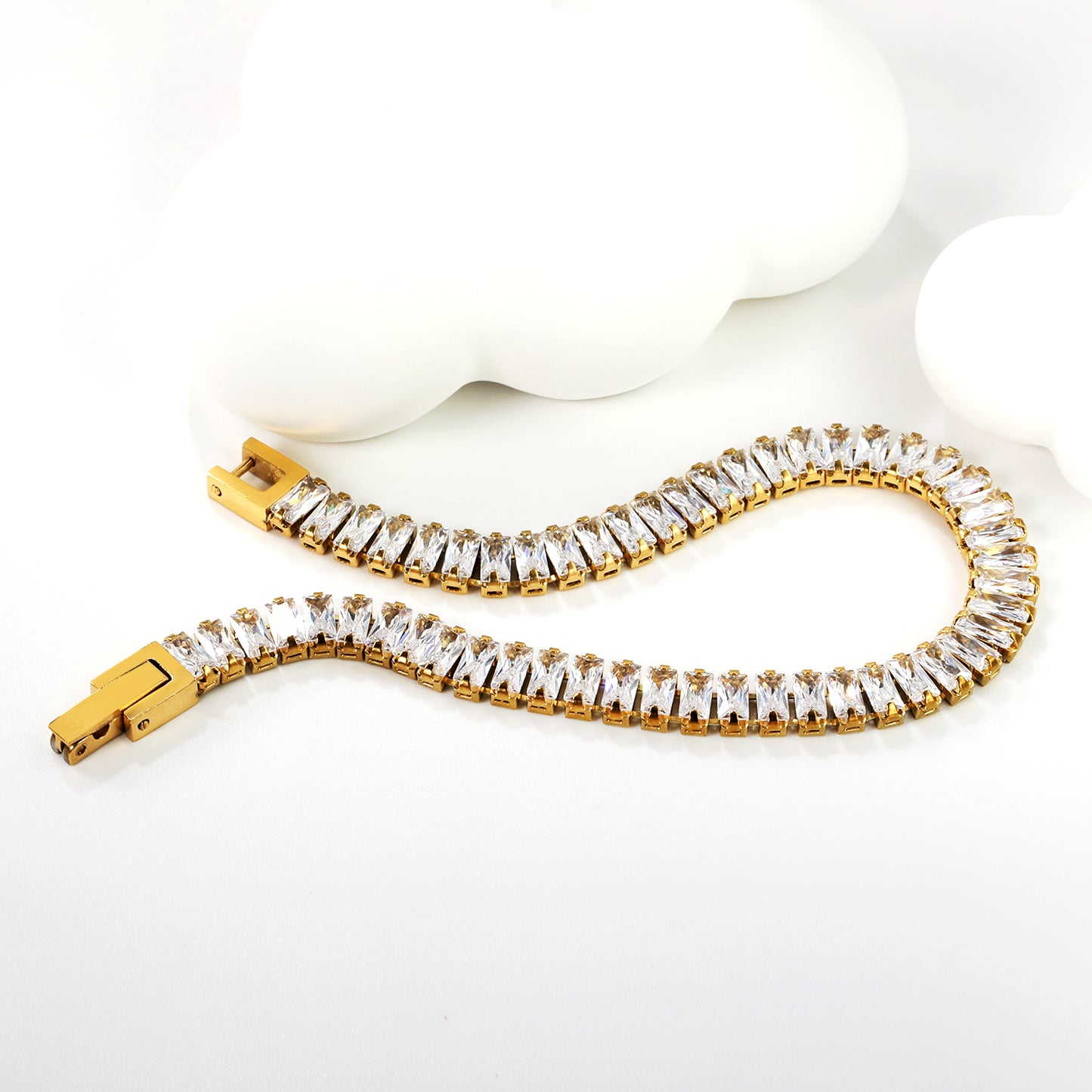 PULSERA BAGUETTES BLANCA 18CM