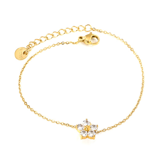 PULSERA FLOR ZIRCONIA BLANCA