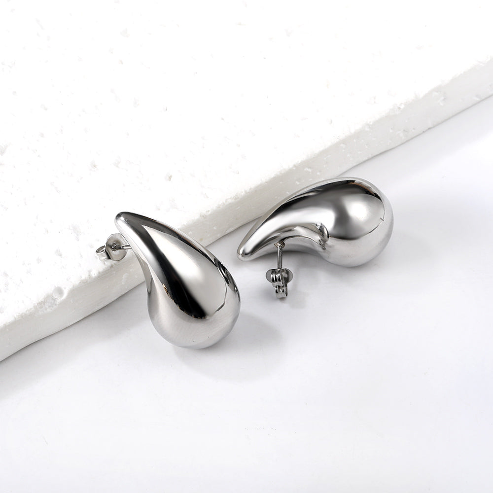 ARETES GOTA 27MM PLATEADOS