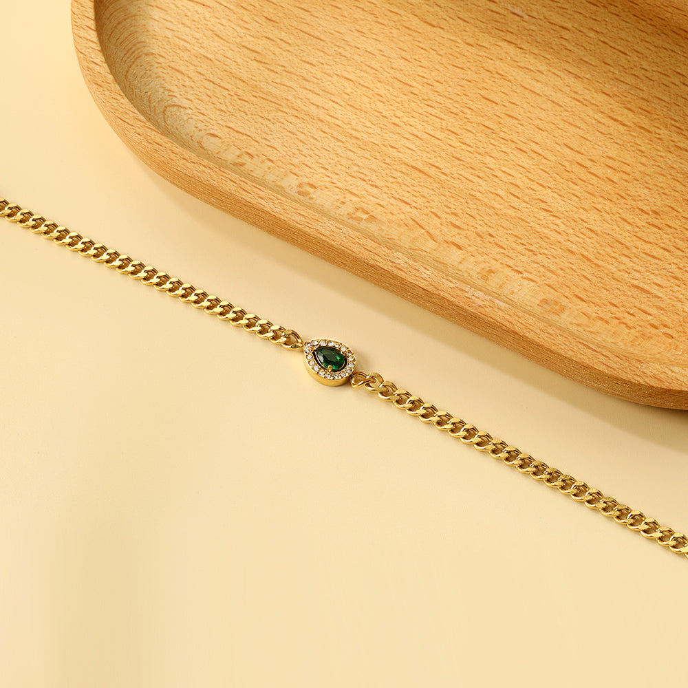 PULSERA GOTA ZIRCONIA VERDE AGUA