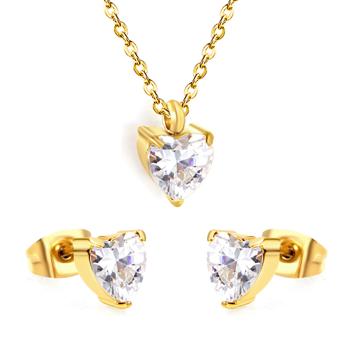 COLLAR CORAZON ZIRCONIA DORADO