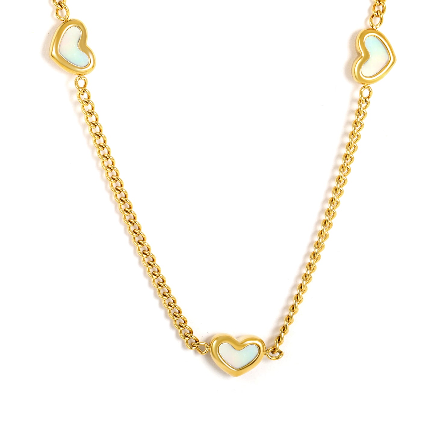 COLLAR TRES CORAZONES MADRE PERLA