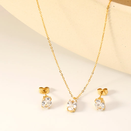 ARETE OVALO ZIRCONIA DORADO
