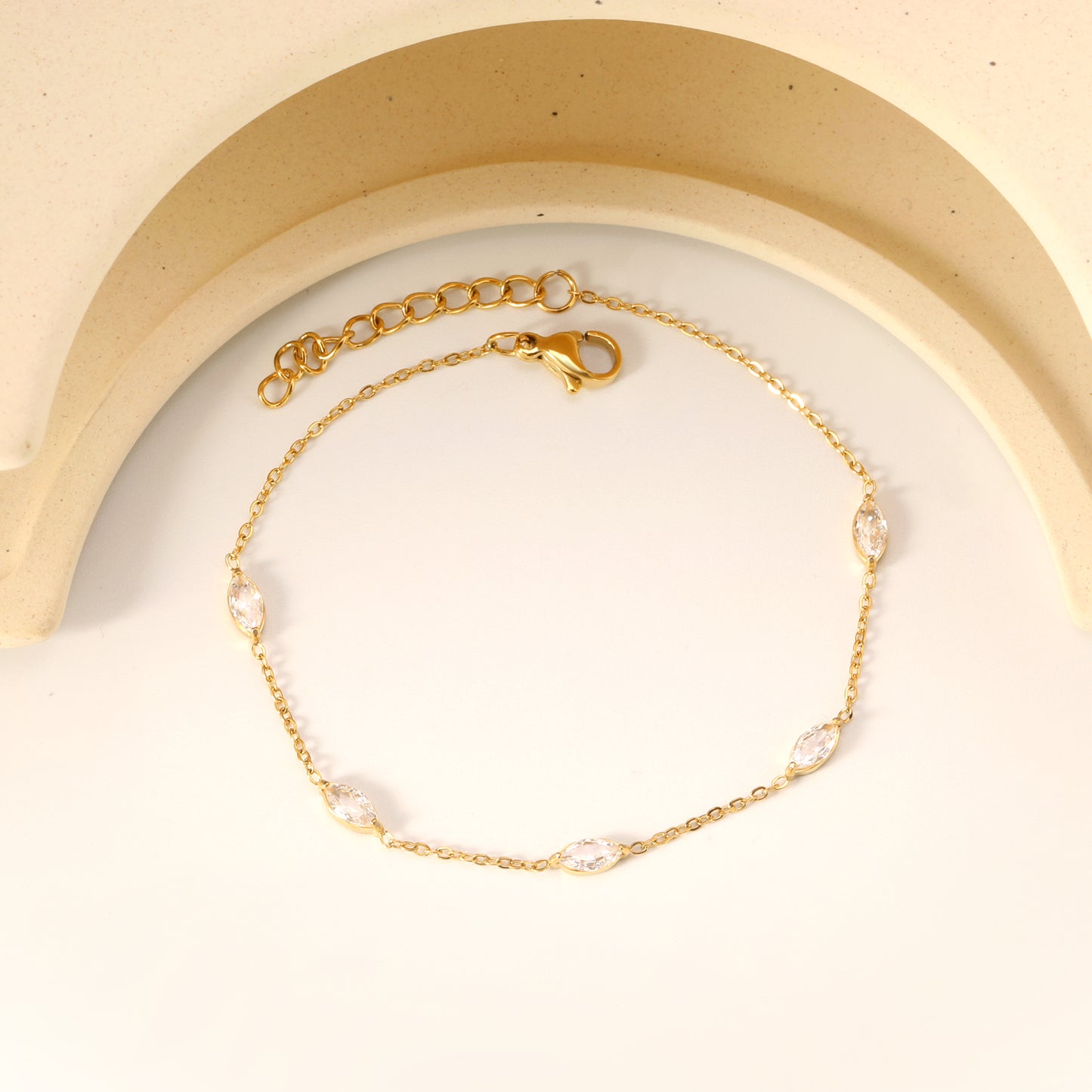 PULSERA MINI ZIRCONIAS HOJASÂ