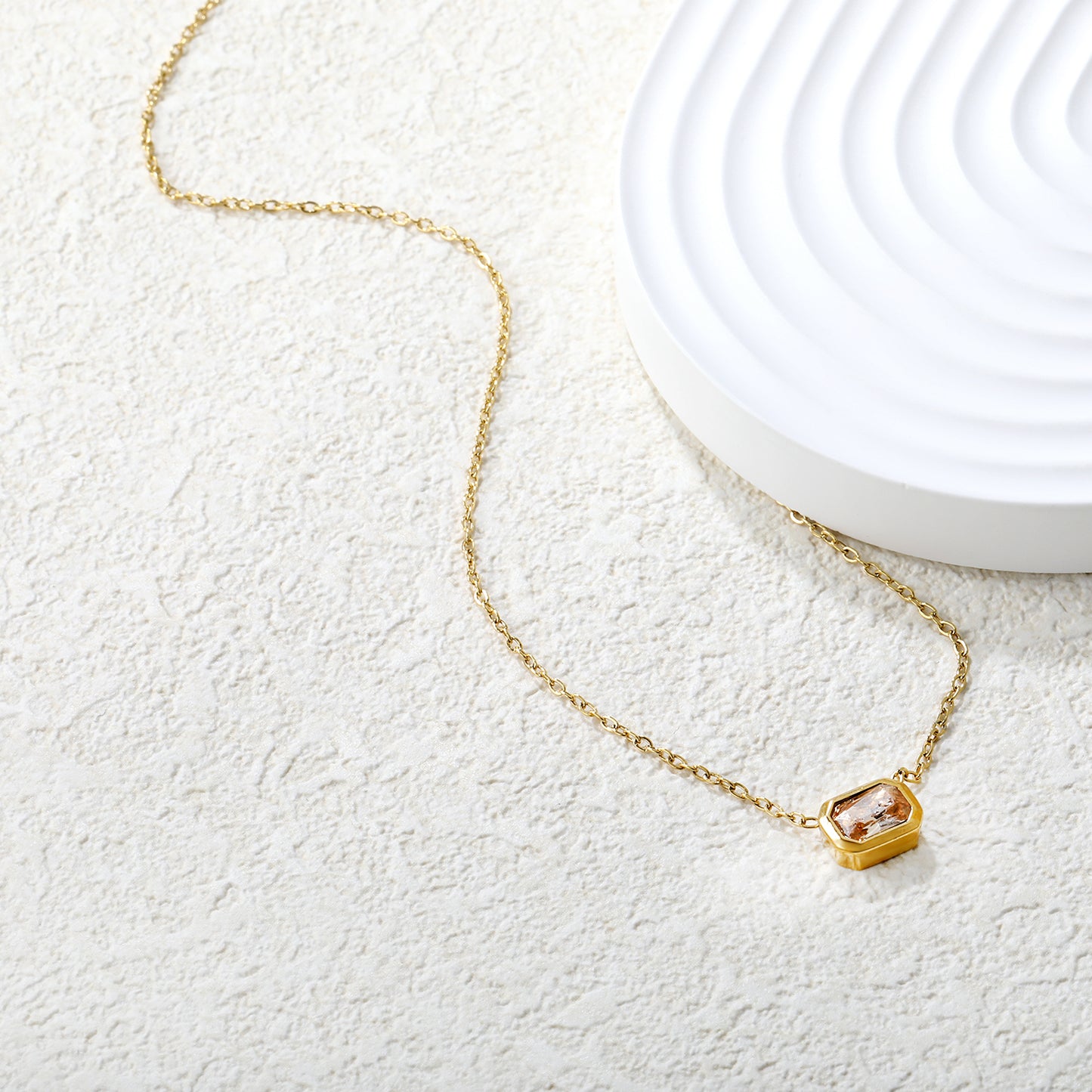 CLL ZIRCONIA RECTANGULO CHAMPAGNE Y ROSA