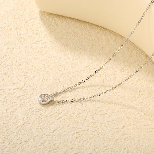 COLLAR DIJE MINI GOTA CON ZIRCONIAS PLATEADO