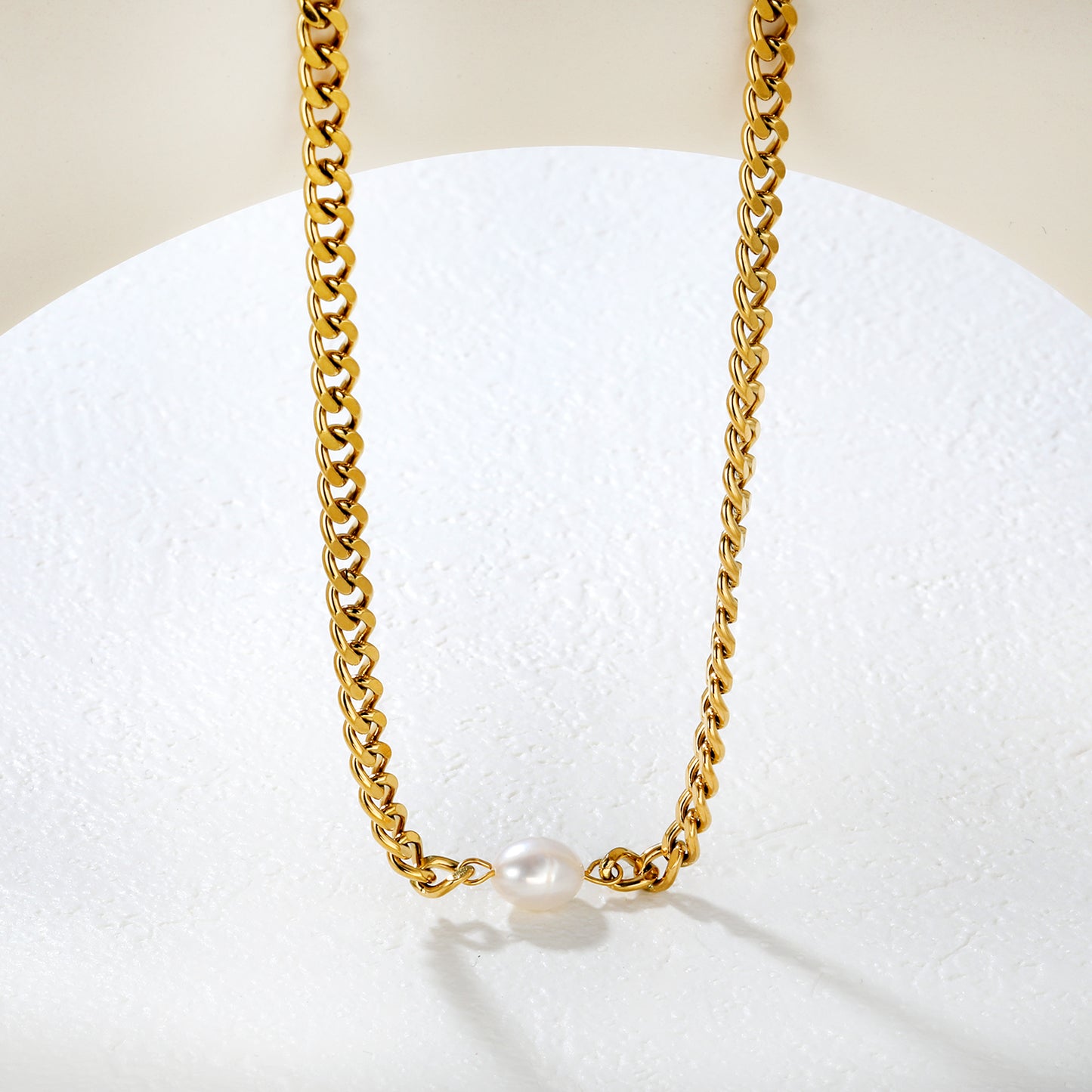 COLLAR ESLABON GRUESO UNA PERLA