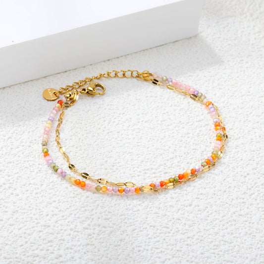 PULSERA MINI CRISTALES MULTICOLOR DOBLE