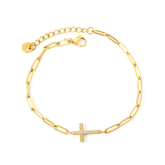 PULSERA CLIP CRUZ ZIRCONIA