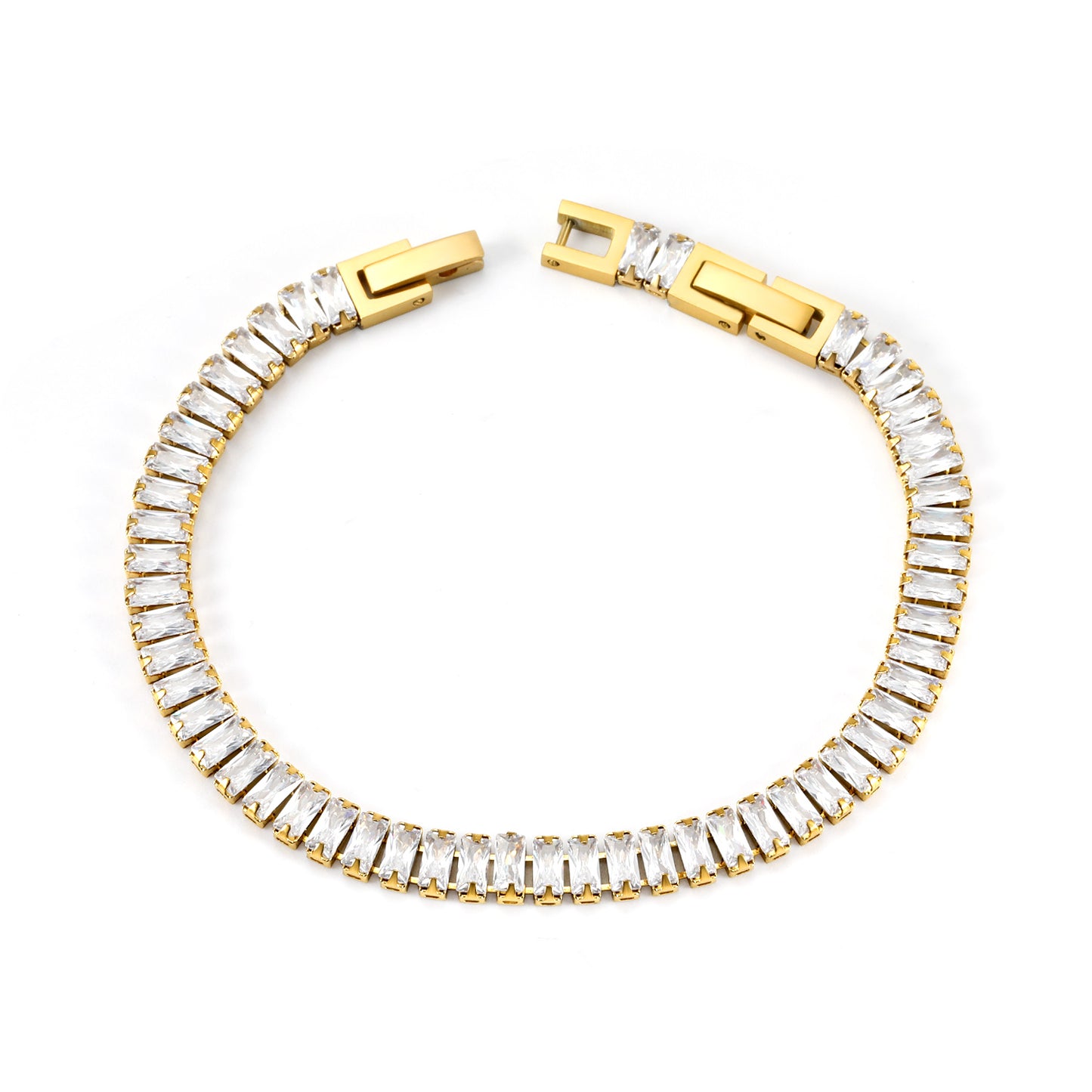 PULSERA BAGUETTES BLANCA 18CM