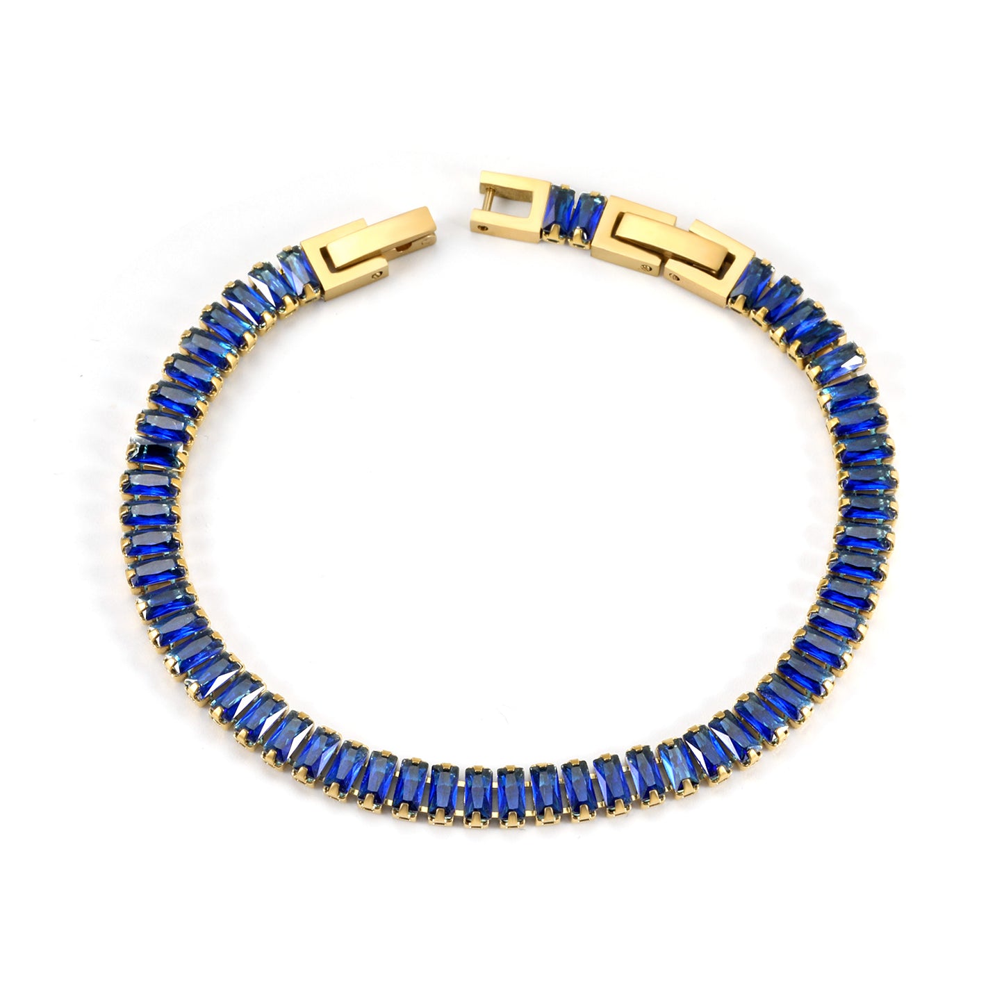 PULSERA BAGUETTES AZUL MANRINO 18CM