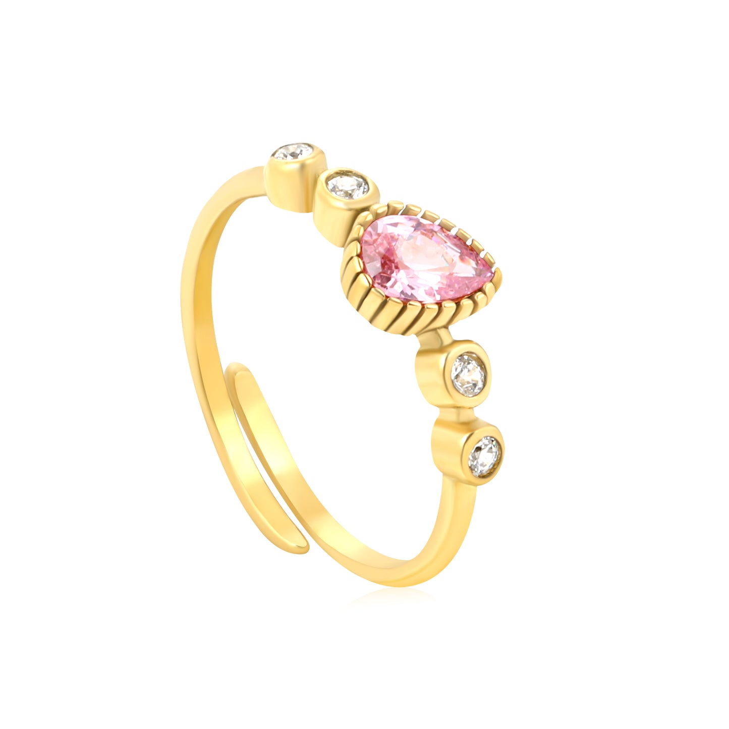 ANILLO ZIRCONIA GOTA ROSA #7