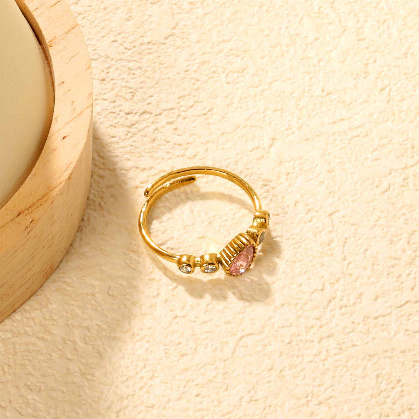 ANILLO ZIRCONIA GOTA ROSA #7