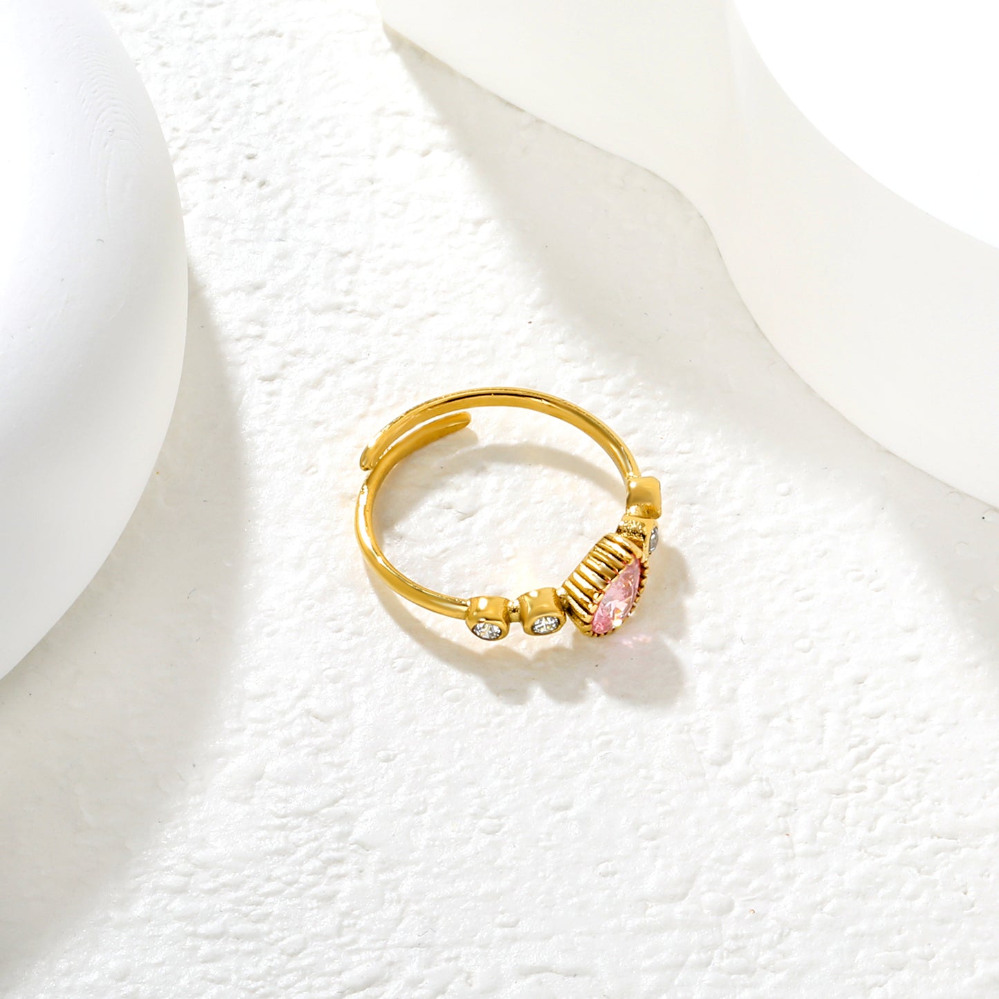 ANILLO ZIRCONIA GOTA ROSA #7