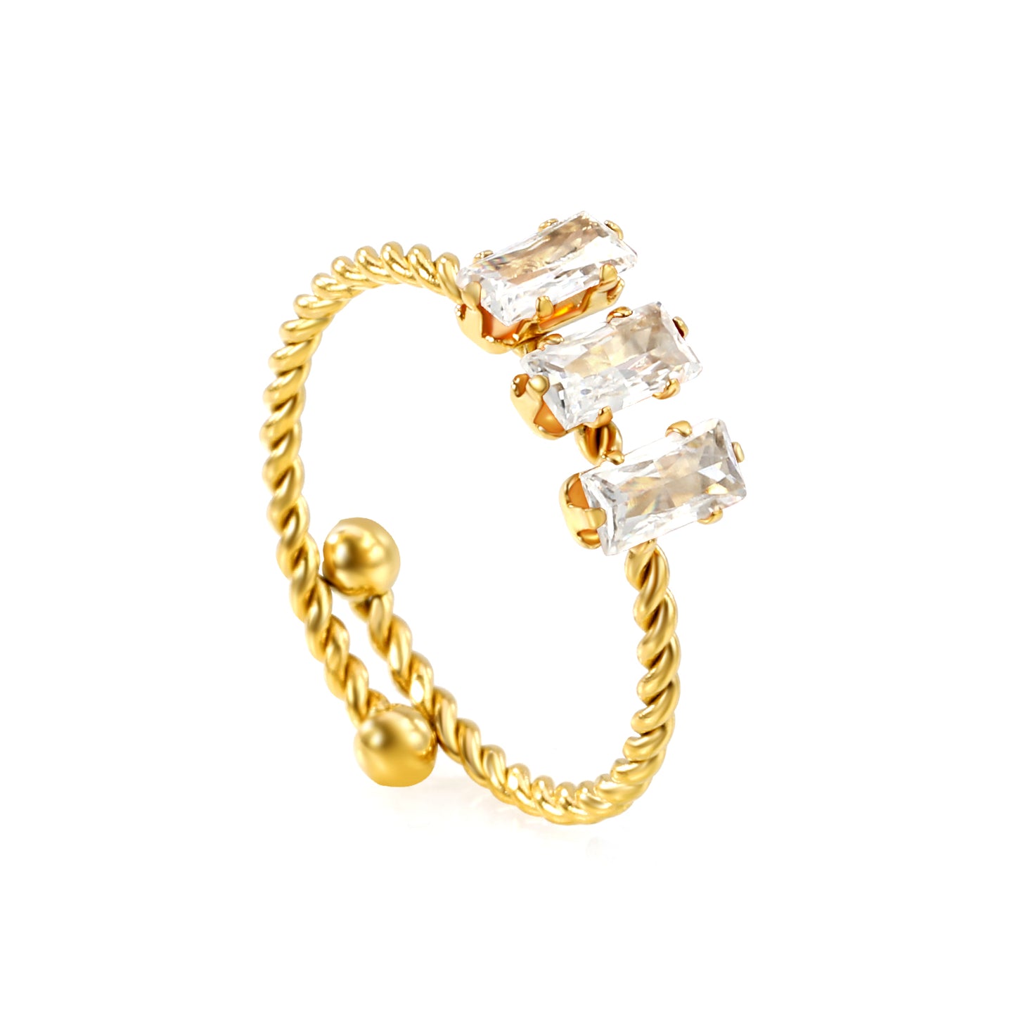 ANILLO AJUSTABLE 3 ZIRCONIAS BLANCA