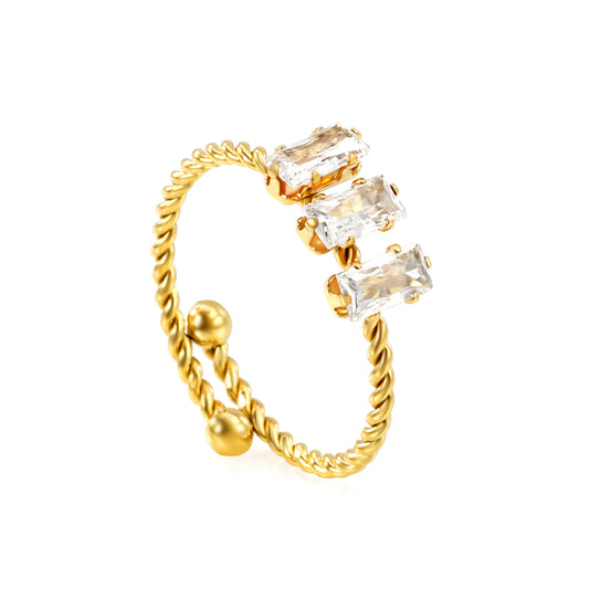 ANILLO AJUSTABLE 3 ZIRCONIAS BLANCA