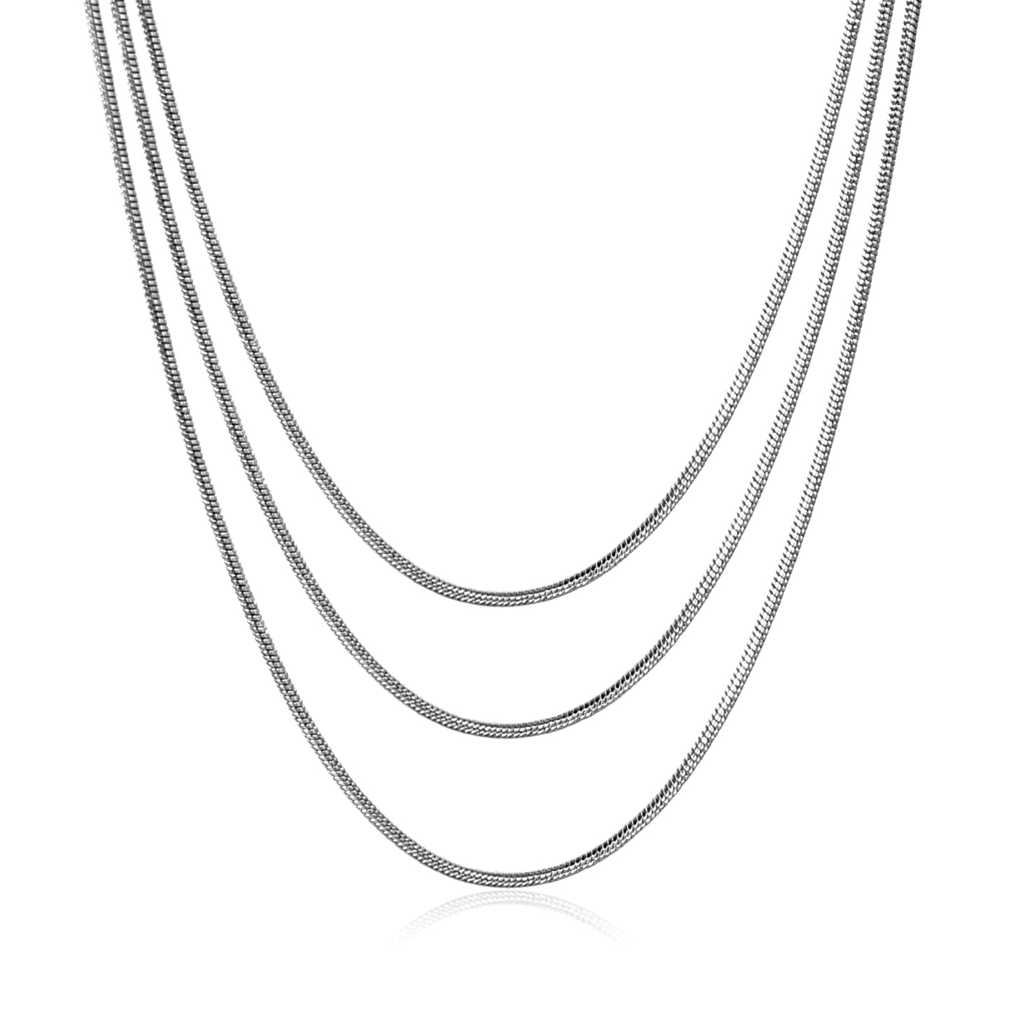 COLLAR TRIPLE COLA DE RATON PLATEADO