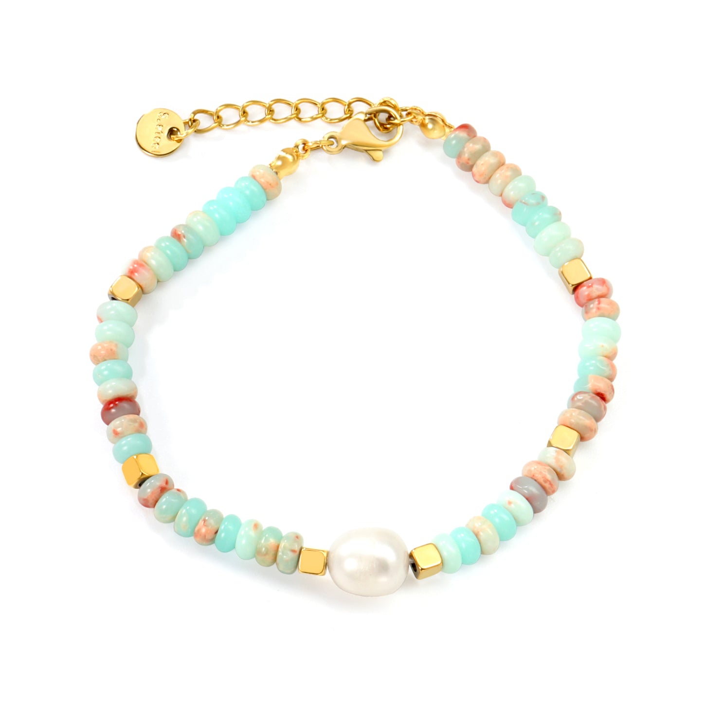 PULSERA JASPE CELESTE PERLA