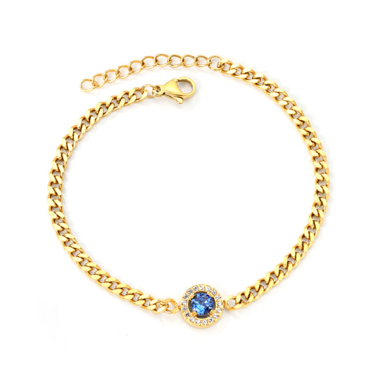 PULSERA CADENA ZIRCONIA AZUL
