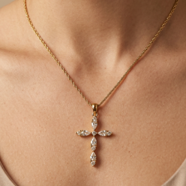 COLLAR CRUZ ZIRCONIA GOTA