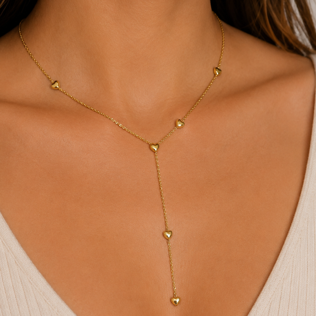 CORBATERO ESCARCHADO MINI CORAZONES DORADO