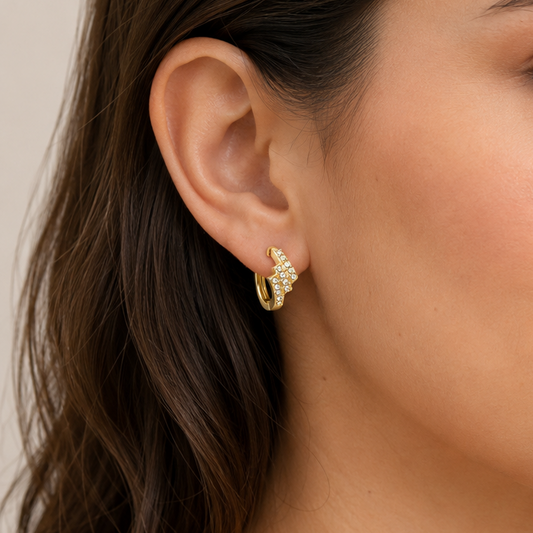 HOOP 3 LINEAS ZIRCONIA BLANCA