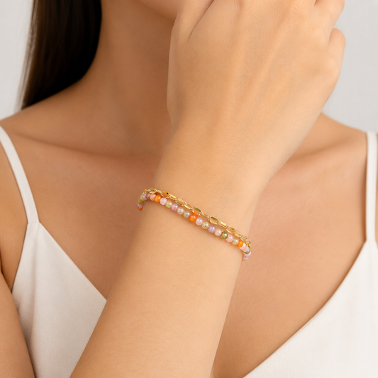 PULSERA MINI CRISTALES MULTICOLOR DOBLE