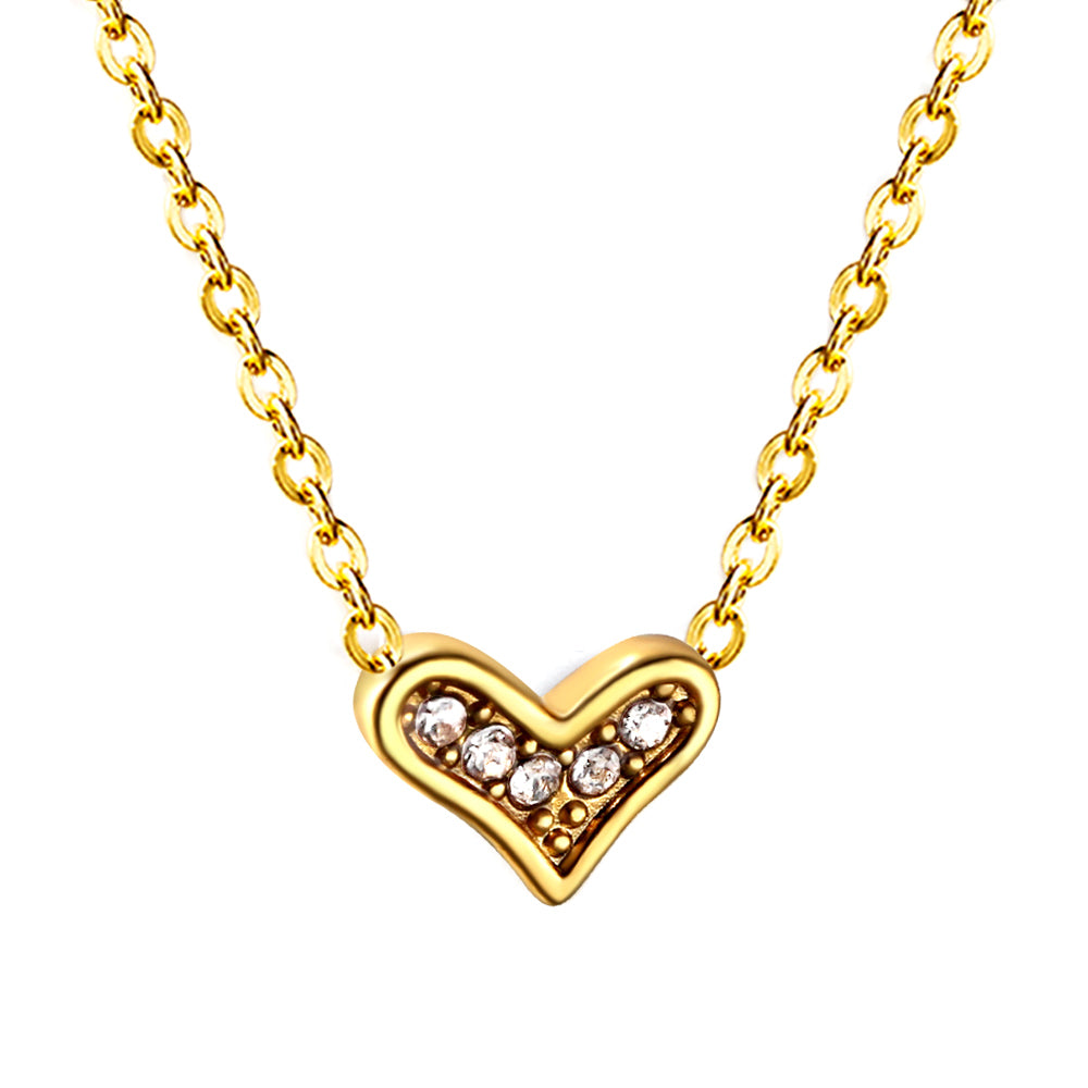 COLLAR MINI CORAZON ZIRCONIAS DORADO