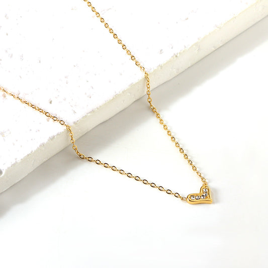 COLLAR MINI CORAZON ZIRCONIAS DORADO