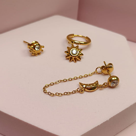 SET 3 ARETES DORADO